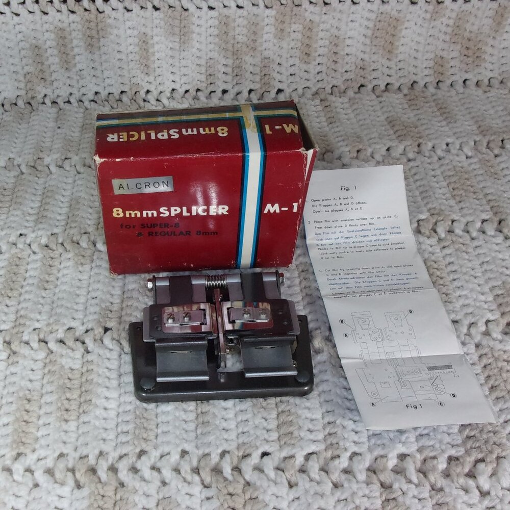 ALCRON 8MM SPLICER W/INSTRUCTIONS AND ORIGINAL BOX